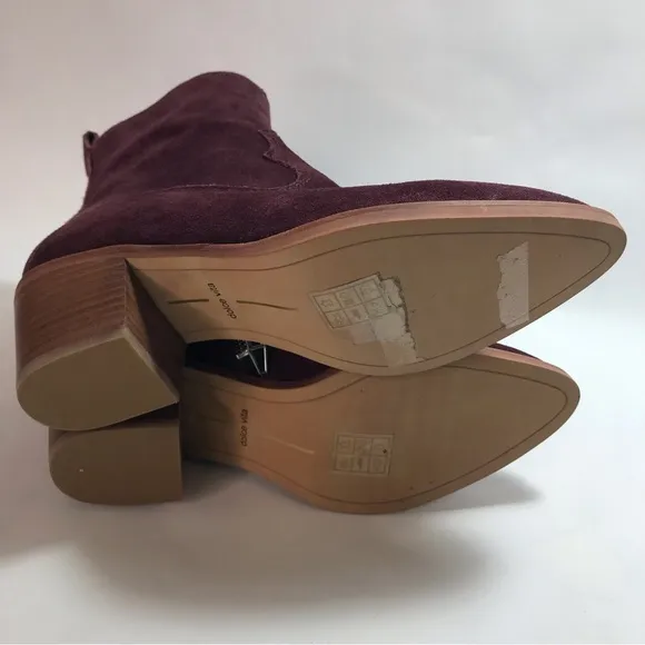 Dolce Vita Plum Suede Leather Heeled Ankle Boots NWOT Size 7
