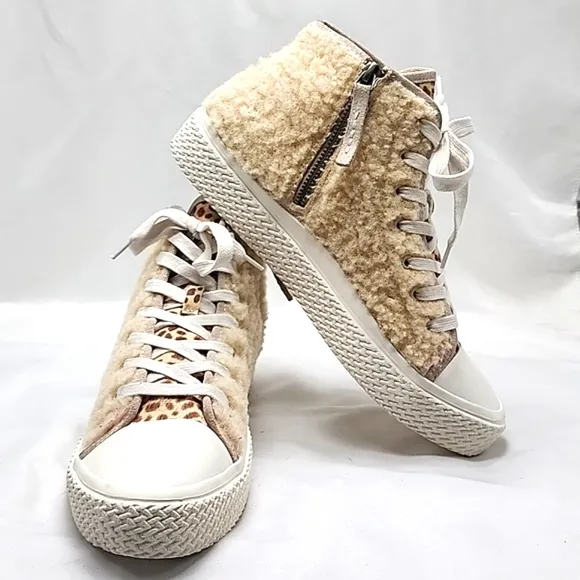 DOLCE VITA VEOLA PLUSH 👟 COLOR NATURAL-FUR LACE-UPS STREET-WEAR LADIES 10 NWOB