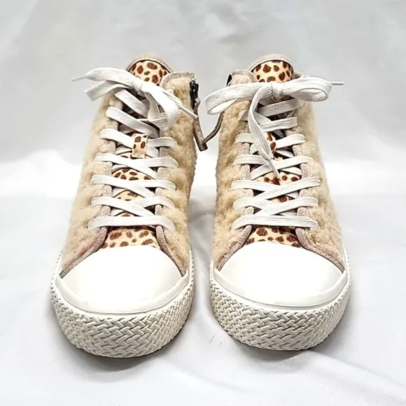 DOLCE VITA VEOLA PLUSH 👟 COLOR NATURAL-FUR LACE-UPS STREET-WEAR LADIES 10 NWOB