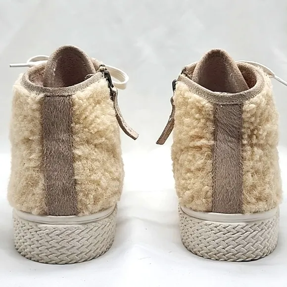 DOLCE VITA VEOLA PLUSH 👟 COLOR NATURAL-FUR LACE-UPS STREET-WEAR LADIES 10 NWOB