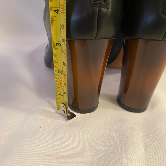 Donald J Pliner Benne Tall Leather Acrylic Heel Boots Black Zip Size 5.5