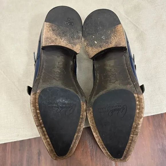 DONALD J. PLINER CMONK Double Monk Strap Dress Shoes Blue ITALY MADE