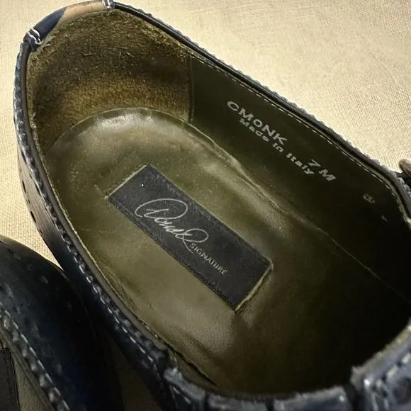 DONALD J. PLINER CMONK Double Monk Strap Dress Shoes Blue ITALY MADE