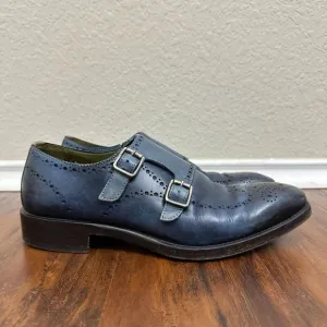 DONALD J. PLINER CMONK Double Monk Strap Dress Shoes Blue ITALY MADE