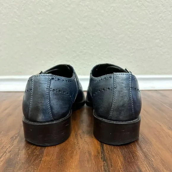 DONALD J. PLINER CMONK Double Monk Strap Dress Shoes Blue ITALY MADE