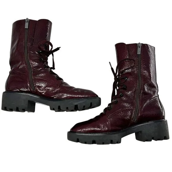 Donald J. Pliner Elyas Lace Up Boots Maroon Size 6