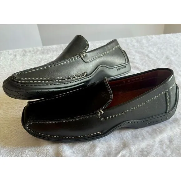 DONALD J PLINER Italy Black Leather Elver 108 Driving Loafer Shoes Men's 9‎ M