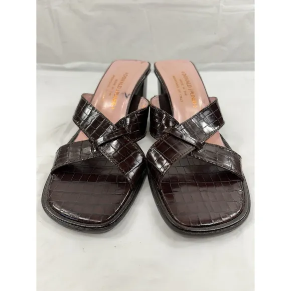 Donald J. Pliner Vone Leather Heel Two Strap Mule Slide Sandal Shoes Size 6