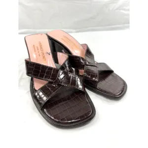 Donald J. Pliner Vone Leather Heel Two Strap Mule Slide Sandal Shoes Size 6