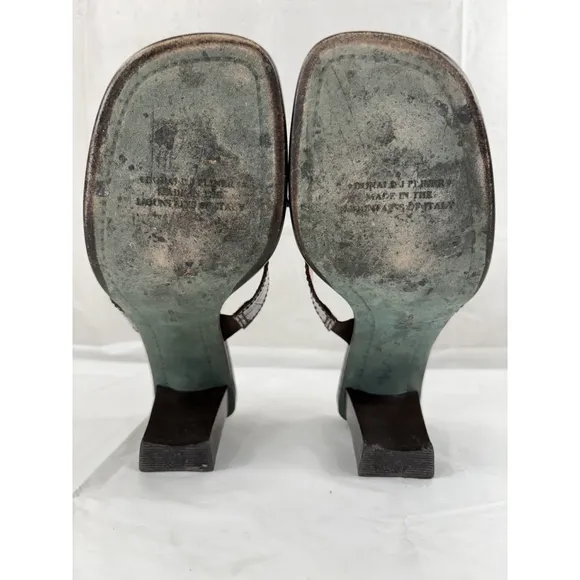 Donald J. Pliner Vone Leather Heel Two Strap Mule Slide Sandal Shoes Size 6