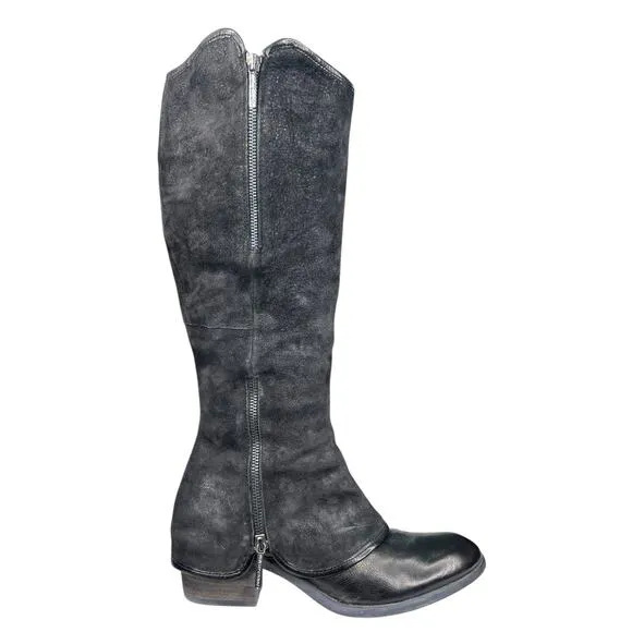 Donald J Pliner Women’s Devi Black Saddle Suede Riding Boots Size US 8.5