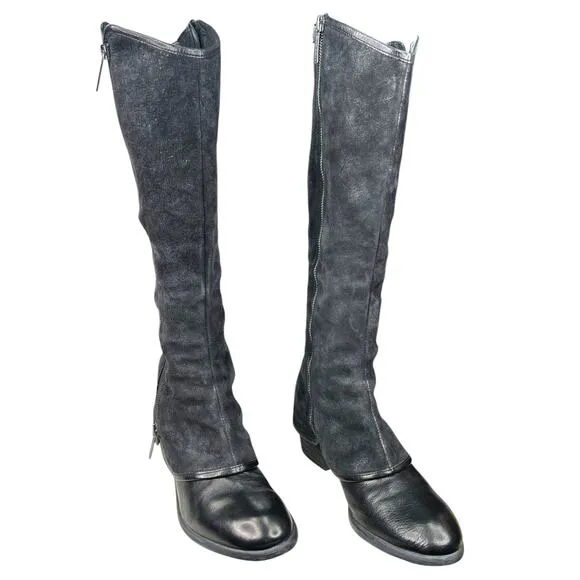 Donald J Pliner Women’s Devi Black Saddle Suede Riding Boots Size US 8.5