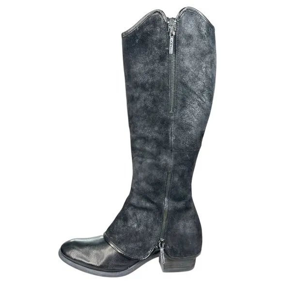 Donald J Pliner Women’s Devi Black Saddle Suede Riding Boots Size US 8.5