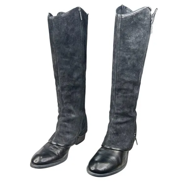 Donald J Pliner Women’s Devi Black Saddle Suede Riding Boots Size US 8.5