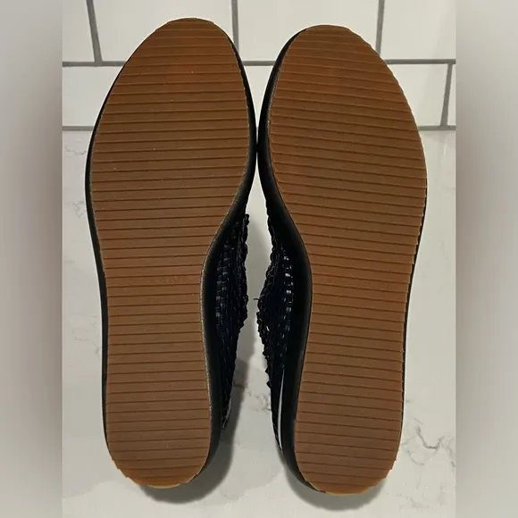 DONALD PLINER Unique Navy Blue Lillo Shoes Lace-up Platform Cork 7.5 NEW