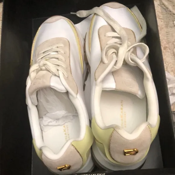 Donna Karan Women's White and Cream Sneakers leather brand new in box size 9