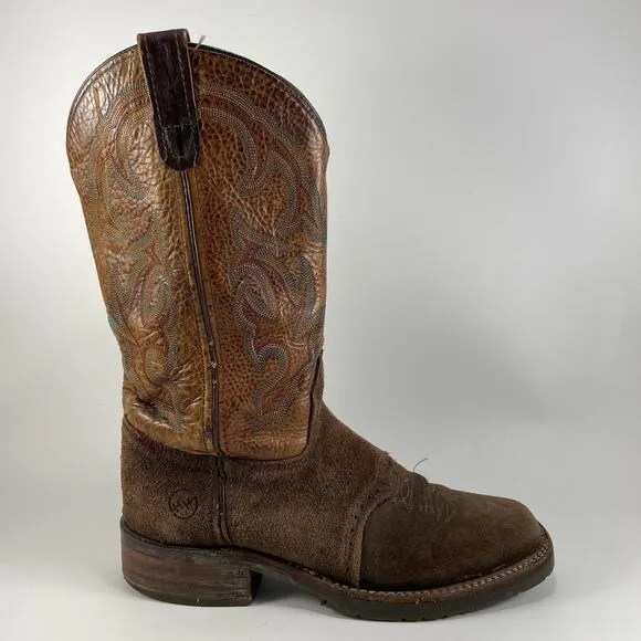 Double H DH5102 Leather Two Tone Mens Size 9 M Square Toe Work Western Boots