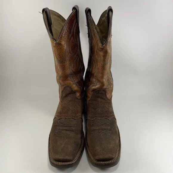 Double H DH5102 Leather Two Tone Mens Size 9 M Square Toe Work Western Boots