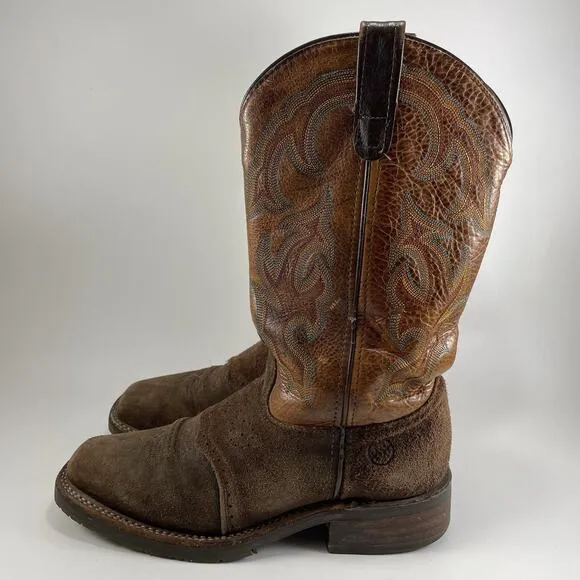 Double H DH5102 Leather Two Tone Mens Size 9 M Square Toe Work Western Boots