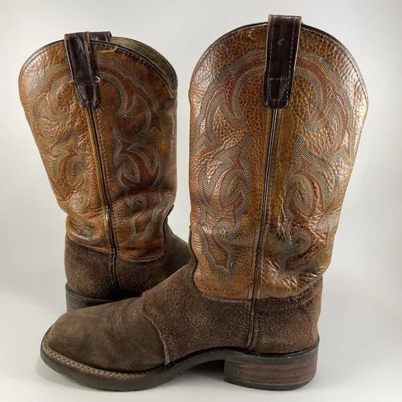 Double H DH5102 Leather Two Tone Mens Size 9 M Square Toe Work Western Boots