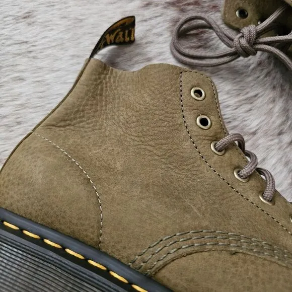 Dr. Martens 101 Tumbled Nubuck Leather Ankle Boots in Olive Women's Size 8 NEW