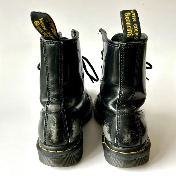 Dr. Martens 1460 Pascal Italian Brush Boot 8-Eye Black Silver Distressed Size 7