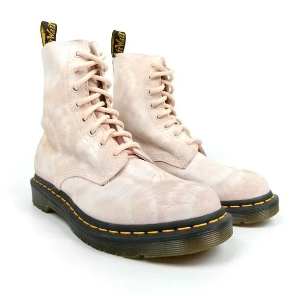 Dr. Martens 1460 Pascal Tie-Dye Suede Ankle Combat Platform Boot Womens 8 Pink