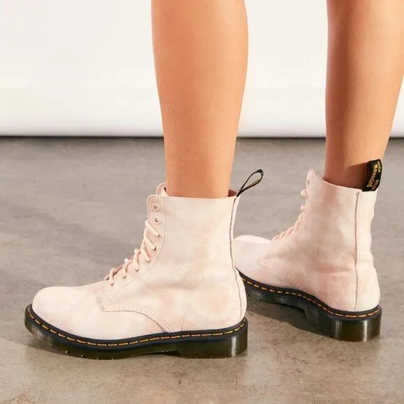 Dr. Martens 1460 Pascal Tie-Dye Suede Ankle Combat Platform Boot Womens 8 Pink