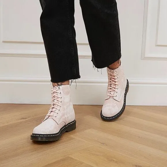 Dr. Martens 1460 Pascal Tie-Dye Suede Ankle Combat Platform Boot Womens 8 Pink