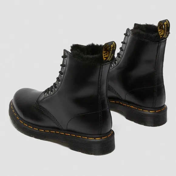 Dr. Martens 1460 Serena Dark Grey Atlas Leather Lace-Up Platform Boots, size 7