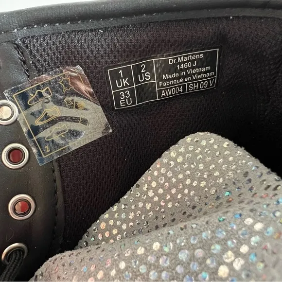 Dr. Martens 1460 Silver Metallic Boot Junior Kids Size 2 #B1178