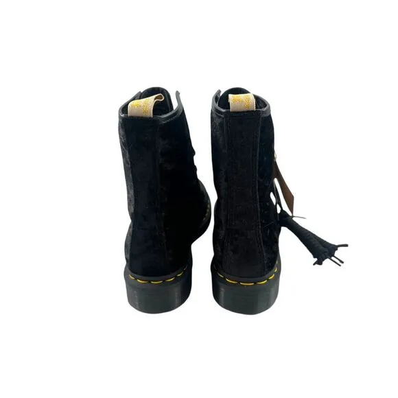 Dr. Martens 1460 Vegan Crushed Velvet Lace Up Boots Size 7 Women's Black Soldout