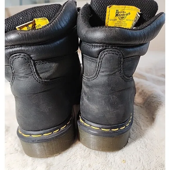 Dr. Martens Boots Mens 9 Work Safety Industrial Steel Toe Leather Slip Resistant