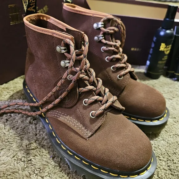 Dr. Martens Brown Combat Boots with Suede Finish
