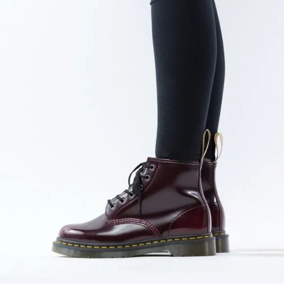 Dr Martens Cherry Red Vegan 101 Mid Boots Sz Men’s 4 Women’s 5 New
