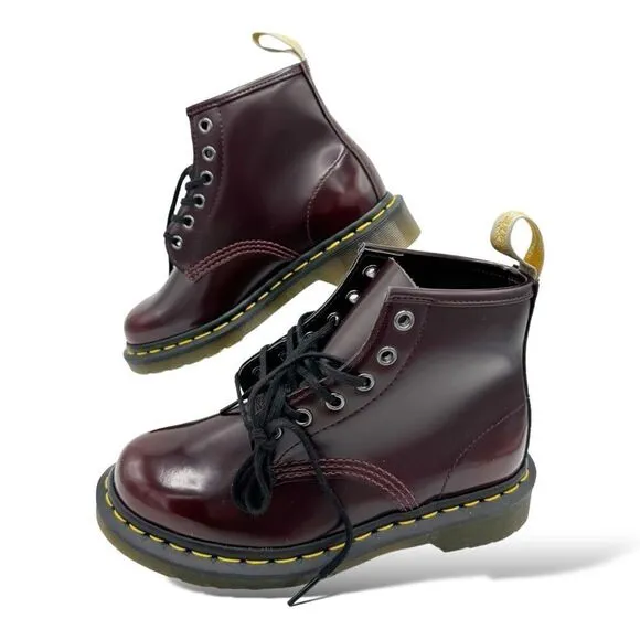 Dr Martens Cherry Red Vegan 101 Mid Boots Sz Men’s 4 Women’s 5 New