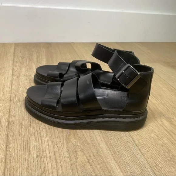Dr. Martens Clarissa Pewter Spectra Patent Sandals Shoes size 8