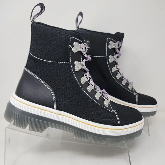 Dr Martens Combat Boots Womens 7 Black Combs Logo Lace Up Hiking Causal Shoes