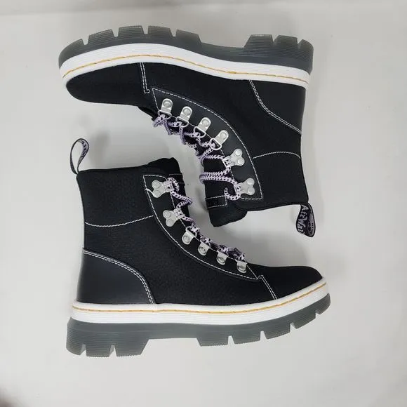 Dr Martens Combat Boots Womens 7 Black Combs Logo Lace Up Hiking Causal Shoes