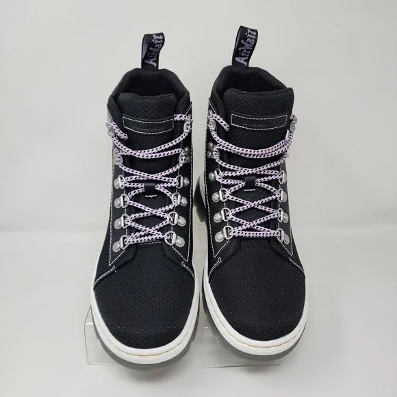 Dr Martens Combat Boots Womens 7 Black Combs Logo Lace Up Hiking Causal Shoes