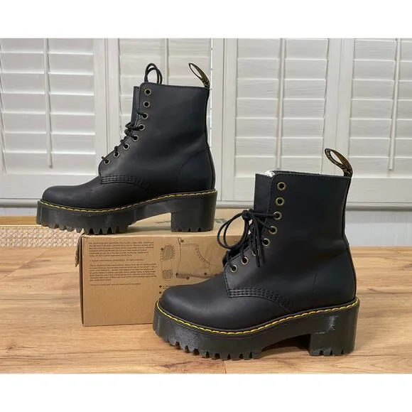 Dr. Martens Docs Shriver HI Wyoming Leather Heeled Boots Size 6 L 37 EU NIB