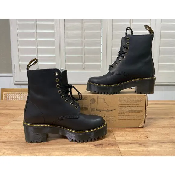 Dr. Martens Docs Shriver HI Wyoming Leather Heeled Boots Size 6 L 37 EU NIB