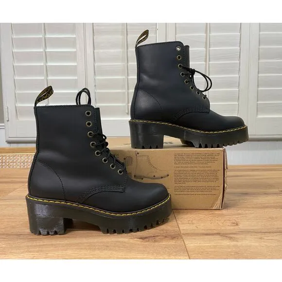 Dr. Martens Docs Shriver HI Wyoming Leather Heeled Boots Size 6 L 37 EU NIB