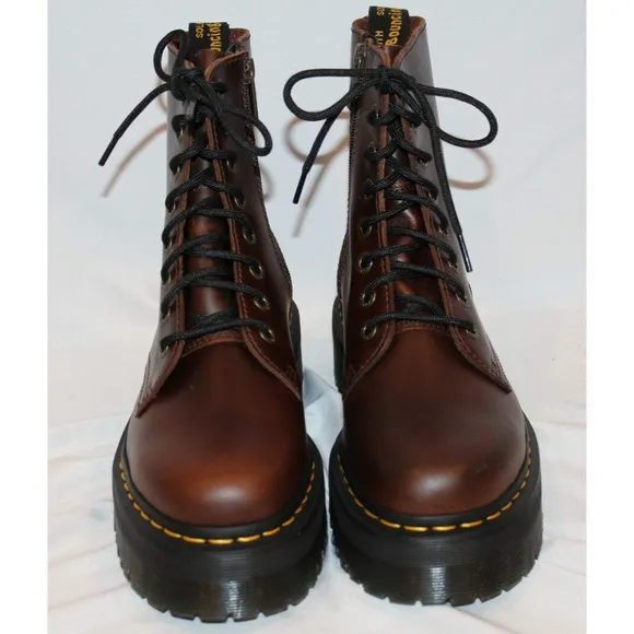 Dr.‎ Martens JADON PLATFORM Boots in DARK BROWN Smooth LEATHER NEW