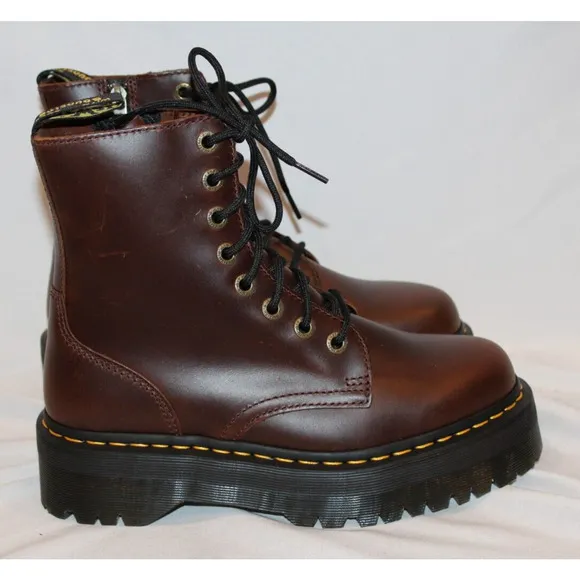 Dr.‎ Martens JADON PLATFORM Boots in DARK BROWN Smooth LEATHER NEW