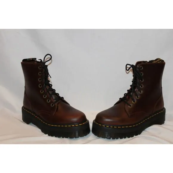 Dr.‎ Martens JADON PLATFORM Boots in DARK BROWN Smooth LEATHER NEW