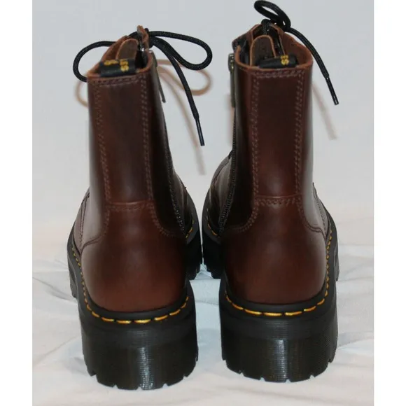 Dr.‎ Martens JADON PLATFORM Boots in DARK BROWN Smooth LEATHER NEW