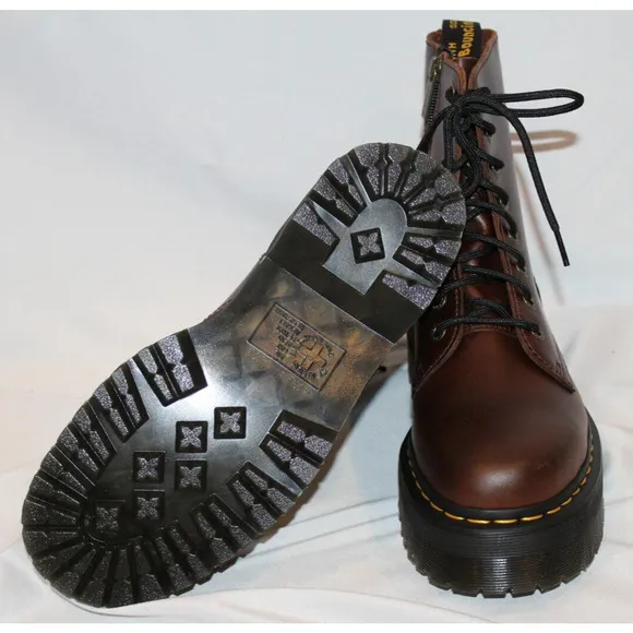 Dr.‎ Martens JADON PLATFORM Boots in DARK BROWN Smooth LEATHER NEW