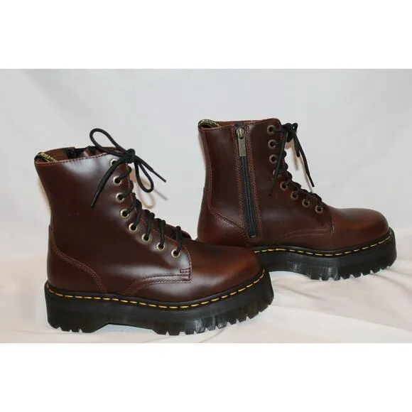 Dr.‎ Martens JADON PLATFORM Boots in DARK BROWN Smooth LEATHER NEW