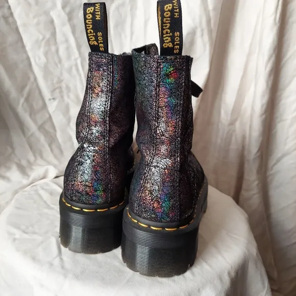 Dr. Martens Molly Metallic Irridescent Crackle Leather Boots